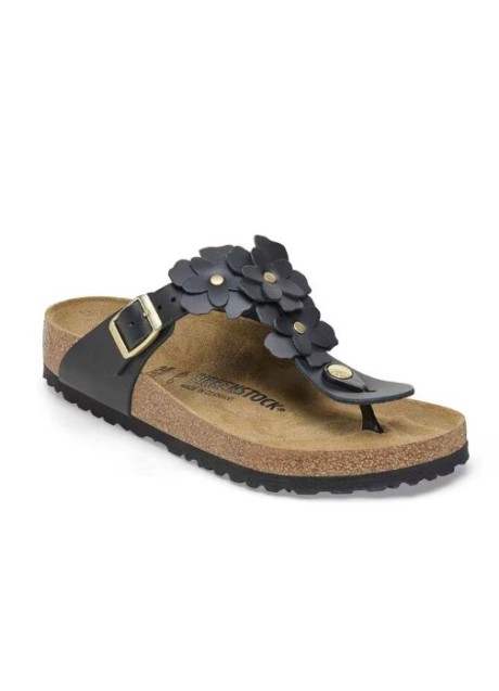 PIANINFRAD BIRKENSTOCK GIZEH FLOWERS BLACK NATURAL LEATHER 41