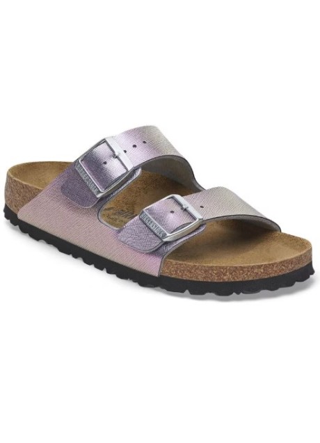 Pianelle Birkenstock Arizona Birkoflor goffrata - saffiano iridescente viola - misura 38