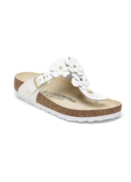 BIRKENSTOCK GIZEH FLOWERS WHITE NATURAL LEATHER 36