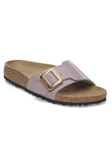Pianelle Birkenstock Catalina Cushion Buckle Birko Flor vernice Patent Fated viola - misura 38