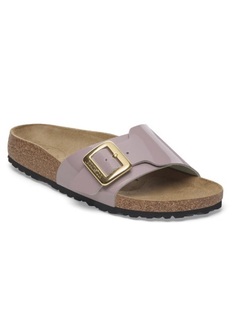 Pianelle Birkenstock Catalina Cushion Buckle Birko Flor vernice Patent Fated viola - misura 38