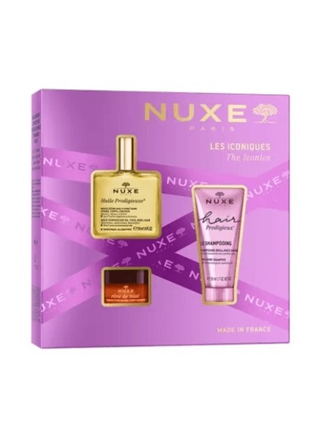 Nuxe cofanetto Best sellers 2025 - 1 olio prodigioso 50 millilitri + 1 shampoo capelli prodigiosi + 1 reve de miel balsamo labbra