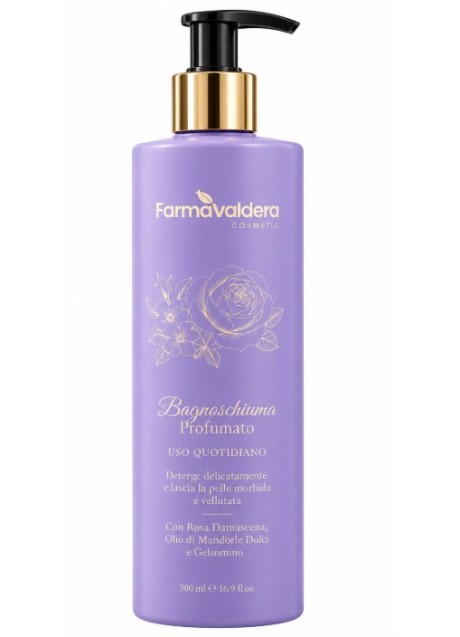 Bagnoschiuma vellutante al gelsomino e rosa damascena Farmavaldera - 1 litro