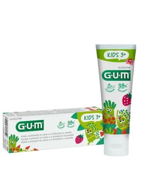 Gum kids dentifricio al fluoro indicato a partire dai 3 anni - gusto fragola (contiene fluoruro di sodio 500 ppm)