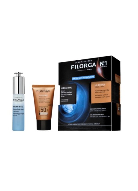 Filorga cofanetto solari Hydra hyal siero 30 millilitri + Uv bronze face 40 millilitri