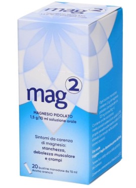 Mag 2 - 20 buste soluzione orale liquida pronta da bere aroma limone - 10 millilitri 1,5 grammi/10 millilitri di magnesio pidolato