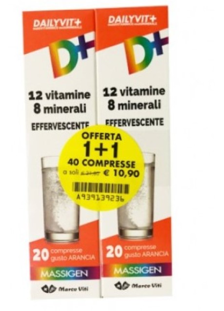 Massigen dailyvit+ multivitaminico per adulti - confezione 20+20 compresse effervescenti