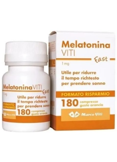 Melatonina Viti fast 1milligrammo - 180 compresse da sciogliere in bocca gusto arancia, senza glutine e senza lattosio