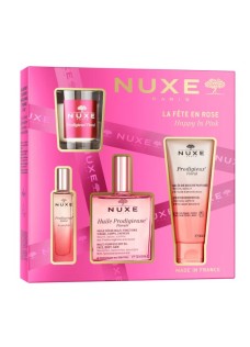 Nuxe cofanetto olio prodigioso floreale 2025 - 1 olio prodigioso floreale 100 millilitri + 1 profumo prodigioso floreale 15 millilitri + 1 gel doccia 100 millilitri + candela profumata