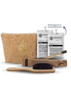 Organic Pharm POCHETTE PURE PURIFYING CONTIENE: POCHETTE in sughero + BUSTINA shampoo + BUSTINA maschera + 1 spazzolino + 1 spazzola per capelli