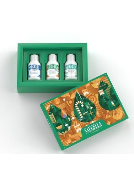 Saugella Christmas Box Verde - Kit Protezione - Dermoliquido 100 millilitri + Intimo&Corpo 100 millilitri + Acti3 100millilitri 