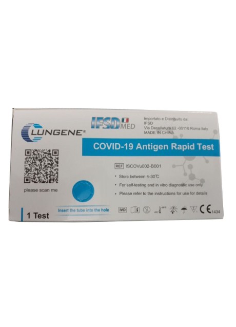 TEST ANTIGENICO RAPIDO COVID-19 CLUNGENE AUTODIAGNOSTICO DETERMINAZIONE QUALITATIVA ANTGENI SARS-COV-2 IN TAMPONI NASALIMEDIANTE IMMUNOCROMATOGRAFIA