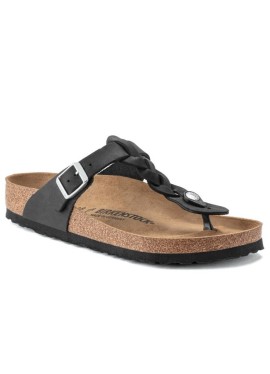 CALZATURE PIANINFRAD PELLE BI-C3 BIRKENSTOCK GIZEH BRAIDED BLACK OILED LEATHER 36
