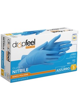 GUANTO IN NITRILE DROPFEEL SENZA POLVERE AZZURRO TAGLIA S 100 PEZZI