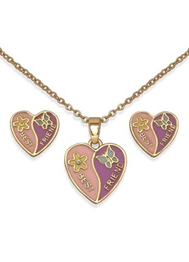 BJS002 PARURE ORECCHINI+COLLANINA BEST FRIEND GOLD PLATED