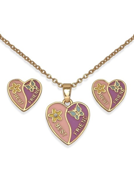 BJS002 PARURE ORECCHINI+COLLANINA BEST FRIEND GOLD PLATED