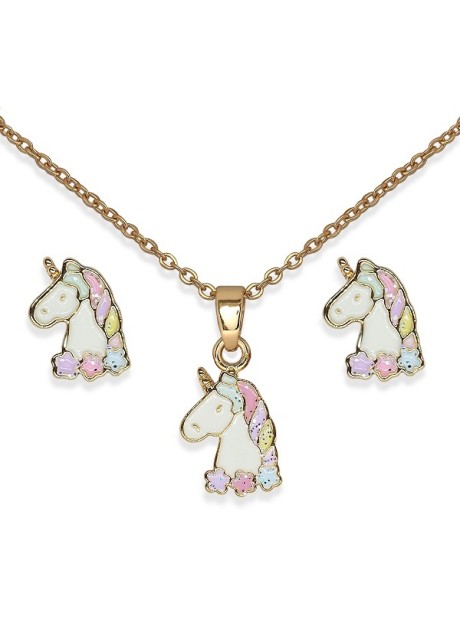 BJS014 PARURE QUEEN UNICORN GOLD PLATED