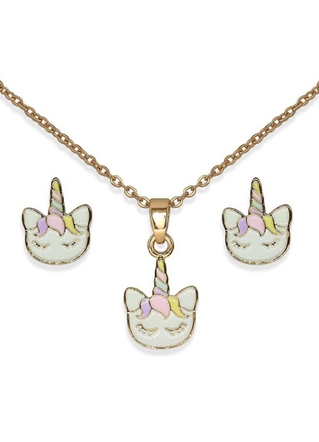 BJS015 PARURE THOUGHTFUL UNICORN GOLD PLATED