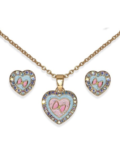 BJS018 PARURE HEART IN HEART GOLD PLATED