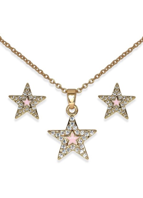 BJS019 PARURE CRYSTAL STAR GOLD PLATED