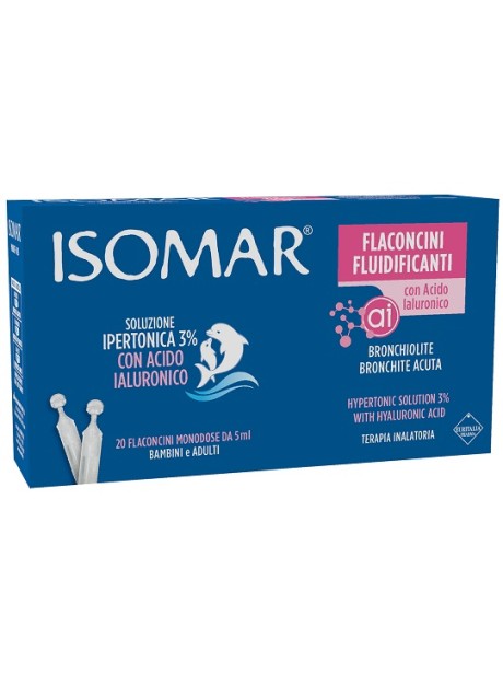 ISOMAR FLACONCINI FLUIDIFICANTI SOLUZIONE IPERTONICA 30%+ACIDO IALURONICO 20 FLACONCINI DA 5 ML