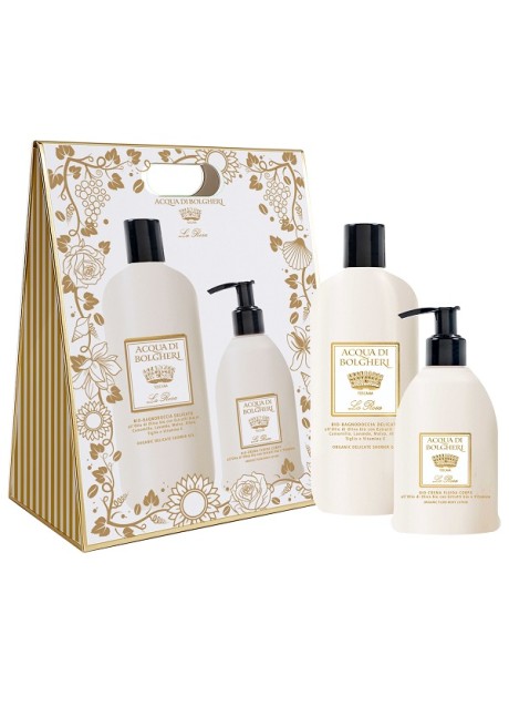 LA ROSA COFANETTO BAG BIO BAGNODOCCIA DELICATO ALL'OLIO DI OLIVA BIO + BIO CREMA FLUIDA CORPO ALL'OLIO DI OLIVA BIO