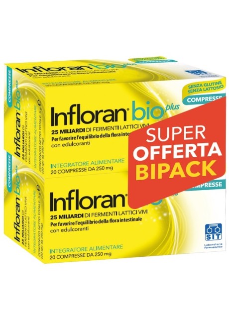 Infloran bio plus confezione bipack compresse effervescenti con edulcorante