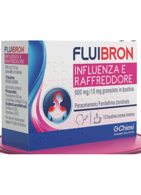 FLUIBRON INFLUENZA E RAFFREDDORE*orale grat 10 bust 600 mg +10 mg