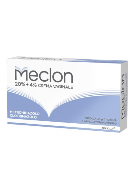 Meclon crema vaginale - confezione con tubo da 30 grammi di crema e 6 applicatori interni - 20% metronidazolo e 4% clotrimazolo