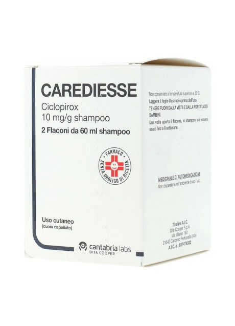CAREDIESSE*shampoo 2 flaconi 60 ml 10 mg/g CAREDIESSE*shampoo 2 flaconi 60 ml 10 mg/g
