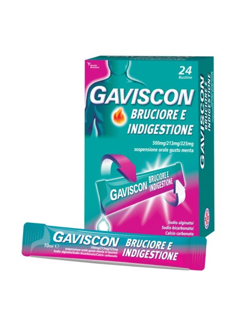 GAVISCON BRUCIORE E INDIGESTIONE*24 bust 500 mg + 213 mg + 325 mg