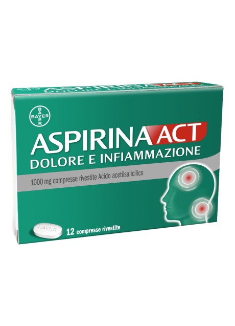 ASPIRINAACT DOLORE E INFIAMMAZIONE*12 cpr riv 1.000 mg