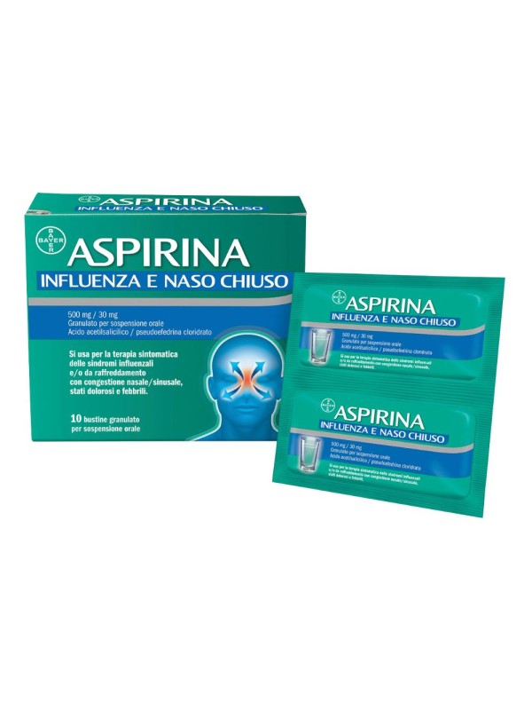 ASPIRINA INFLUENZA E NASO CHIUSO*orale 10 bust 500 mg + 30 mg