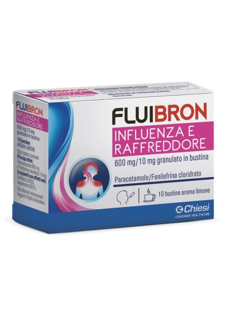 FLUIBRON INFLUENZA E RAFFREDDORE*orale grat 10 bust 600 mg +10 mg