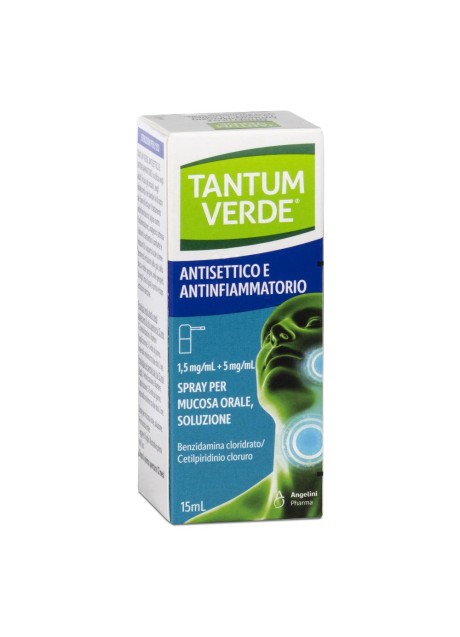 TANTUM VERDE ANTISETTICO E ANTINFIAMMATORIO*spray mucosa orale 1 flacone 15 ml 1,5 mg/ml + 5 mg/ml