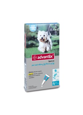 Advantix spot on 4 pipette da 1 millilitro per cani di peso da 4 a 10 kilogrammi