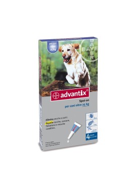 Advantix spot on 4 pipette da 4 millilitri per cani di peso da 25 a 40 kilogrammi