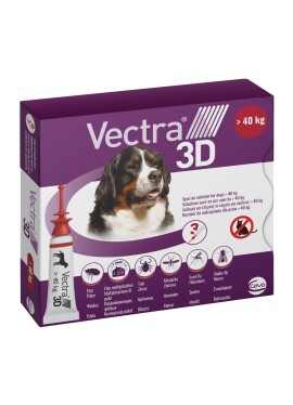 VECTRA 3D*spot-on soluz 3 pipette 8 ml 436 mg + 38,7 mg + 3.175 mg cani > 40 Kg, tappo rosso