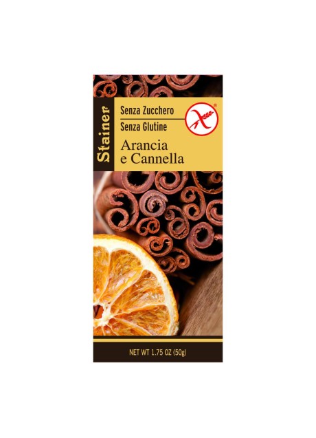 STAINER TAVOLETTA DI CIOCCOLATO FONDENTE ALL'ARANCIA E CANNELLA SENZA ZUCCHERO E SENZA GLUTINE 50 G