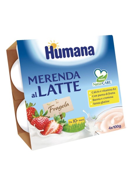 Humana merenda latte e fragola 4pz da 100 grammi