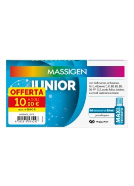 Massigen junior multivitaminico per bambini da 4 a 14 anni - 10 flaconi da 25 millilitri