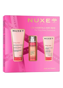 Nuxe cofanetto gli essenziali Very Rose 2025 - 1 gel doccia delicato lenitivo 100 millilitri + 1 acqua profumata alla rosa 30 millilitri + crema mani e unghie 50 millilitri