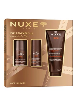 Nuxe cofanetto Solo per LUI 2025 - 1 Nuxe men gel viso multi funzione (idratazione, antiage) 50 millilitri + 1 deodorante protezione 24 ore 30 millilitri + 1 gel doccia uomo 200 millilitri