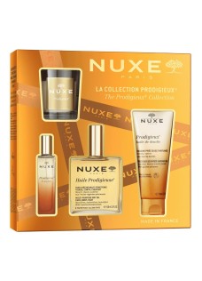 Nuxe cofanetto olio prodigioso 2025 - 1 olio prodigioso 100 millilitri + 1 profumo Prodigieux le parfum 15 millilitri + 1 gel doccia 100 millilitri + 1 candela profumata
