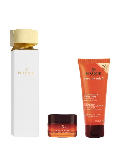 NUXE CRACKER REVE DE MIEL BAUME LEVRES 15 G + REVE DE MIEL DOCCIA GEL LAVANT SURGRASS 100 ML