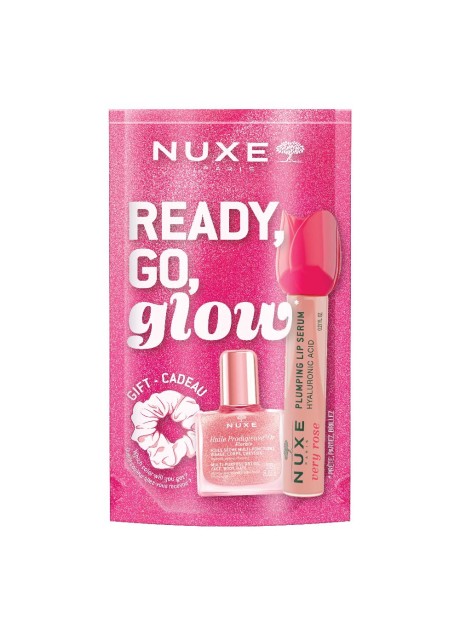 NUXE GLOW ON THE GO PINK 1 VERY ROSE PLUMPING LIP SERUM + 1HUILE PRODIGIEUSE OR FLORALE 10 ML