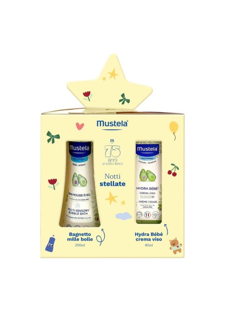 MUSTELA COFANETTO NOTTI STELLATE 1 BAGNETTO MILLE BOLLE 200ML + 1 HYDRA BEBE 40 ML