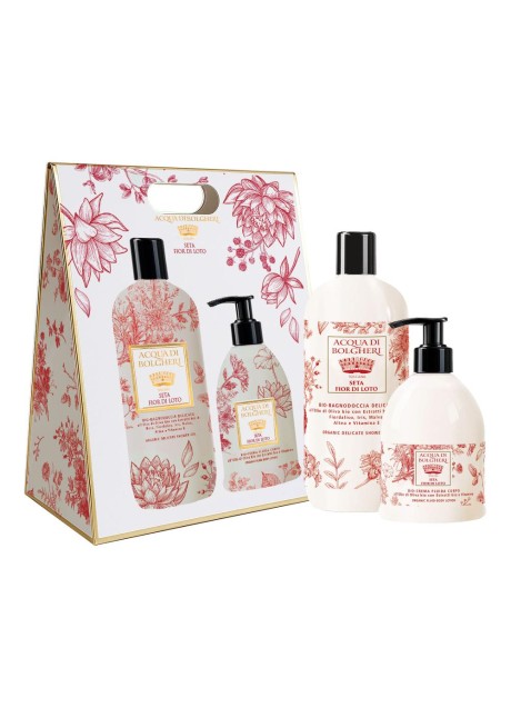 SETA FIOR DI LOTO COFANETTO BAG BIO BAGNODOCCIA DELICATO ALL'OLIO DI OLIVA BIO + BIO CREMA FLUIDA CORPO ALL'OLIO DI OLIVA BIO