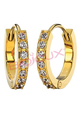 BJT991 ORECCHINI CRYSTAL HOOP GOLD PLATED