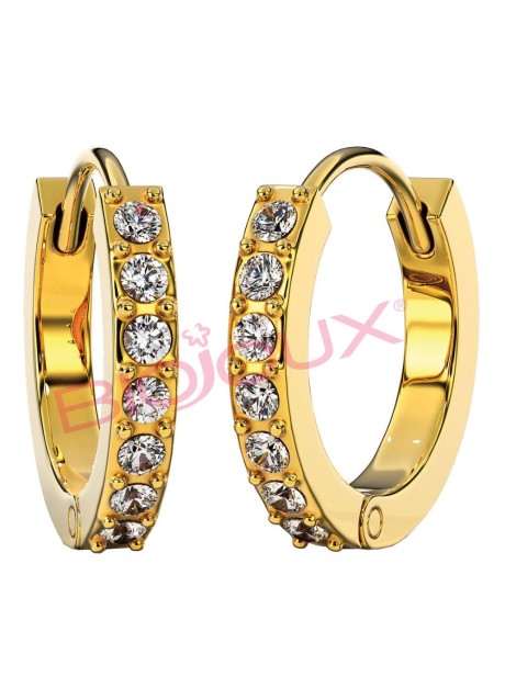 BJT991 ORECCHINI CRYSTAL HOOP GOLD PLATED
